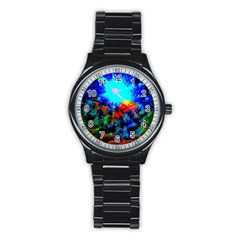 Psychedelic Spaceship Stainless Steel Round Watch by okhismakingart