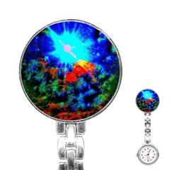 Psychedelic Spaceship Stainless Steel Nurses Watch by okhismakingart