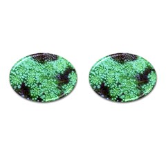 Green Queen Anne s Lace Landscape Cufflinks (oval) by okhismakingart