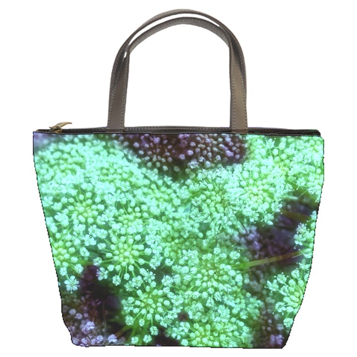 Green Queen Anne s Lace Landscape Bucket Bag