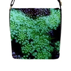 Green Queen Anne s Lace Landscape Flap Closure Messenger Bag (l) by okhismakingart