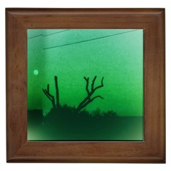 Creepy Green Scene Framed Tiles by okhismakingart