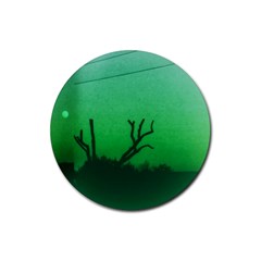 Creepy Green Scene Rubber Round Coaster (4 Pack)  by okhismakingart