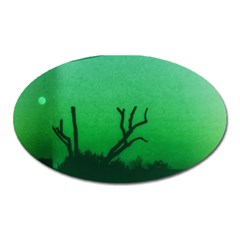 Creepy Green Scene Oval Magnet by okhismakingart