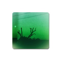 Creepy Green Scene Square Magnet by okhismakingart