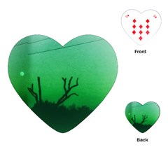 Creepy Green Scene Playing Cards (heart) by okhismakingart