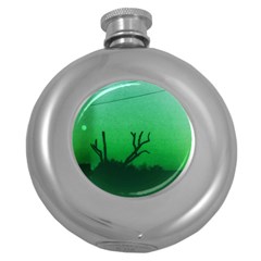 Creepy Green Scene Round Hip Flask (5 Oz) by okhismakingart