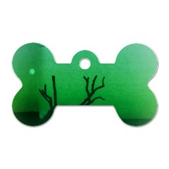 Creepy Green Scene Dog Tag Bone (one Side) by okhismakingart