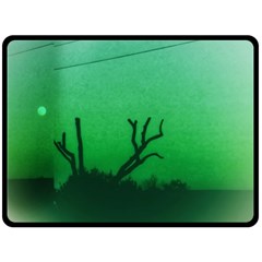 Creepy Green Scene Fleece Blanket (large)  by okhismakingart