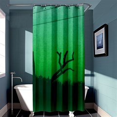 Creepy Green Scene Shower Curtain 36  X 72  (stall)  by okhismakingart