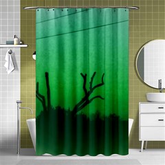 Creepy Green Scene Shower Curtain 48  X 72  (small)  by okhismakingart