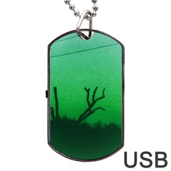 Creepy Green Scene Dog Tag Usb Flash (two Sides) by okhismakingart