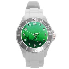 Creepy Green Scene Round Plastic Sport Watch (l) by okhismakingart