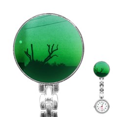 Creepy Green Scene Stainless Steel Nurses Watch by okhismakingart