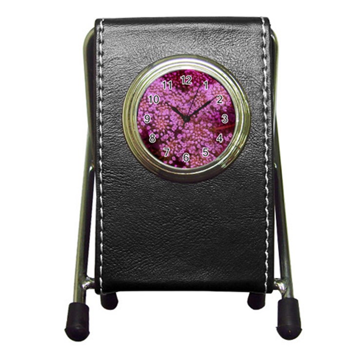 Pink Queen Anne s Lace Landscape Pen Holder Desk Clock