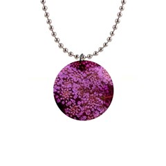 Pink Queen Anne s Lace Landscape 1  Button Necklace by okhismakingart