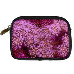 Pink Queen Anne s Lace Landscape Digital Camera Leather Case by okhismakingart