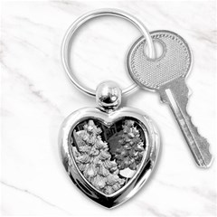 Black And White Christmas Key Chains (heart)  by okhismakingart