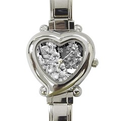 Black And White Christmas Heart Italian Charm Watch by okhismakingart