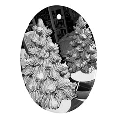 Black And White Christmas Oval Ornament (two Sides) by okhismakingart