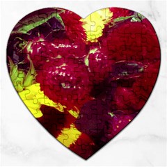 Sunflower And Cockscomb Jigsaw Puzzle (heart) by okhismakingart