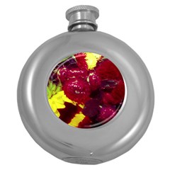 Sunflower And Cockscomb Round Hip Flask (5 Oz) by okhismakingart