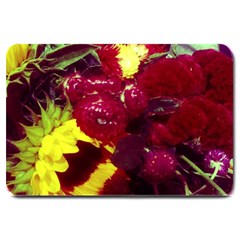 Sunflower And Cockscomb Large Doormat  by okhismakingart