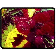 Sunflower And Cockscomb Fleece Blanket (large)  by okhismakingart