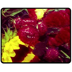 Sunflower And Cockscomb Fleece Blanket (medium)  by okhismakingart