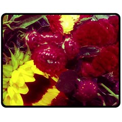 Sunflower And Cockscomb Double Sided Fleece Blanket (medium)  by okhismakingart