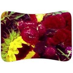 Sunflower And Cockscomb Velour Seat Head Rest Cushion by okhismakingart