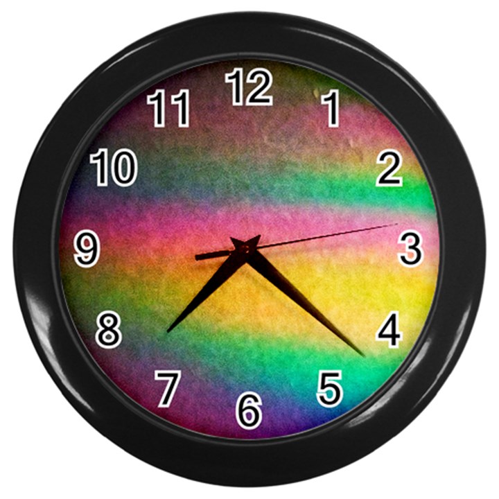 Rainbow Streaks Wall Clock (Black)