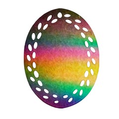 Rainbow Streaks Ornament (oval Filigree) by okhismakingart