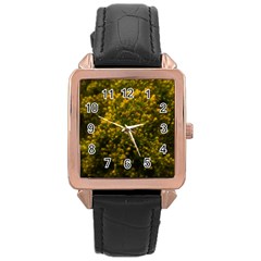 Yellow Goldrenrod Rose Gold Leather Watch  by okhismakingart