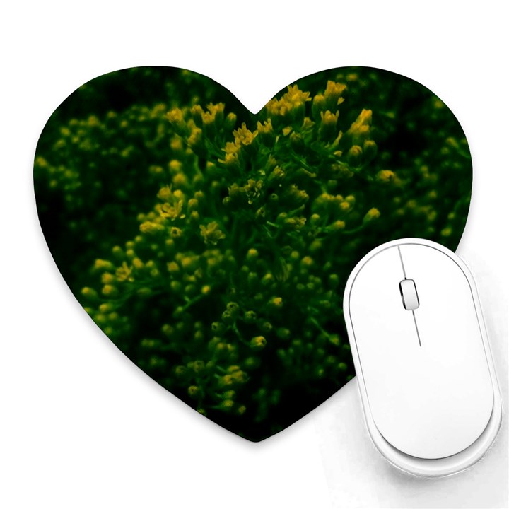 Green Goldenrod Heart Mousepads