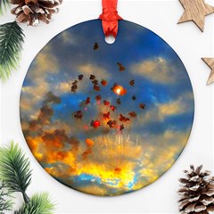 Football Fireworks Ornament (round) by okhismakingart