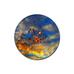 Football Fireworks Rubber Coaster (round)  by okhismakingart