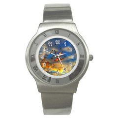 Football Fireworks Stainless Steel Watch by okhismakingart