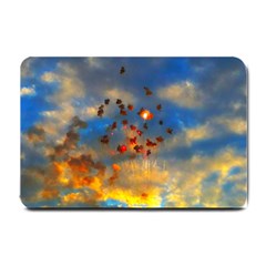 Football Fireworks Small Doormat  by okhismakingart