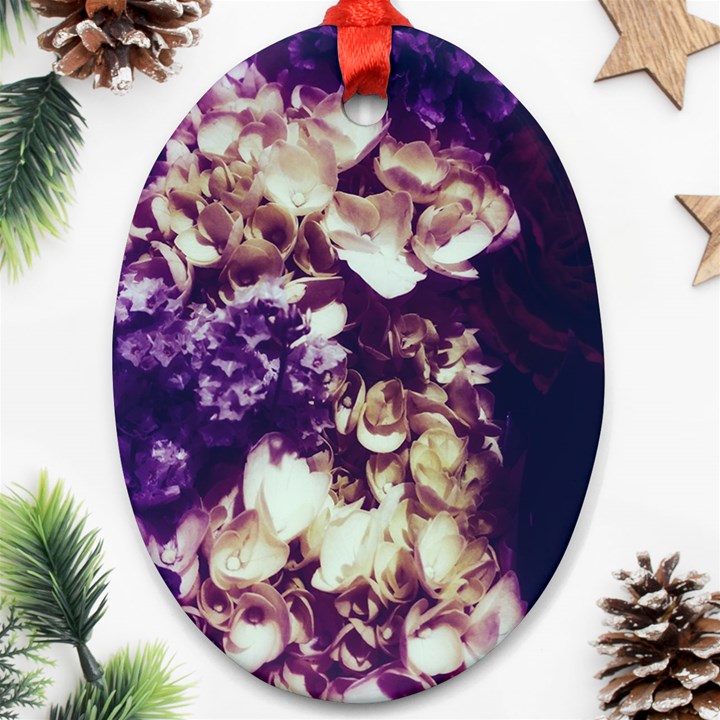 Soft Purple Hydrangeas Oval Ornament (Two Sides)