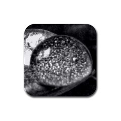 Black-and-white Water Droplet Rubber Square Coaster (4 Pack)  by okhismakingart