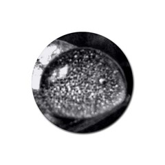 Black-and-white Water Droplet Rubber Coaster (round)  by okhismakingart