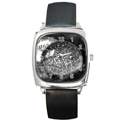 Black-and-white Water Droplet Square Metal Watch by okhismakingart