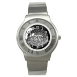 Black-and-White Water Droplet Stainless Steel Watch Front