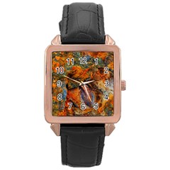 Rainbow Fossil Rose Gold Leather Watch  by okhismakingart