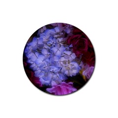 Hydrangea Arrangement Ii (blue Tint) Rubber Coaster (round)  by okhismakingart