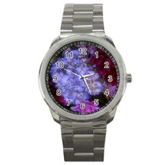 Hydrangea Arrangement Ii (blue Tint) Sport Metal Watch by okhismakingart