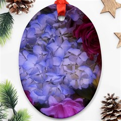 Hydrangea Arrangement Ii (blue Tint) Oval Ornament (two Sides) by okhismakingart