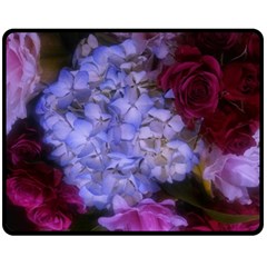 Hydrangea Arrangement Ii (blue Tint) Double Sided Fleece Blanket (medium)  by okhismakingart