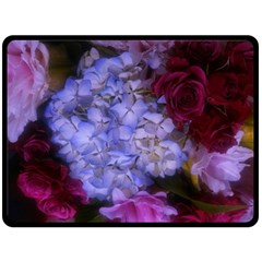 Hydrangea Arrangement Ii (blue Tint) Double Sided Fleece Blanket (large)  by okhismakingart